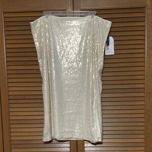 NWT Time and Tru Gold Cream Sequin Skirt XXL 20